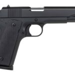 Tisas Arms 10100519 1911 A1 Service 9mm Luger 7+1 5" Stainless Steel Barrel, Black Cerakote Carbon Steel Serrated Slide & Frame w/Beavertail, Black Rubber Grip
